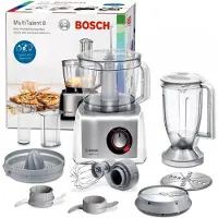 Bosch Robot culinaire multifonction - - B1EMC812S8 - 1250 W - 3,9 L - Vitesse variable + Turbo - Blanc / Acier inoxydable - Livre de 80 recettes inclus