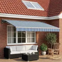 Prolenta Tissu de remplacement pour stores d'extérieur, bleu et blanc, dimensions 450 x 300 cm, en polyester