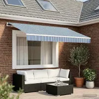 Prolenta Tissu de remplacement pour stores d'extérieur, bleu et blanc, dimensions 350 x 250 cm, en polyester