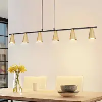 ZMH Lampe suspendue Moderne Or Salle à manger Linear Design Suspension GU10 Métal Lampe de salle à manger Suspendue Réglable en hauteur Lampe de table à manger Lampe de bureau 110cm
