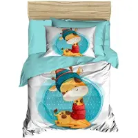 L'essentiel Maison , PH178, ensemble housse de couette bébé, turquoise, 100 x 150 cm