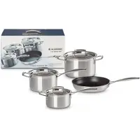 Le Creuset 3-Ply Kochgeschirr-Set 4tlg, Poêle + casserole, Argent