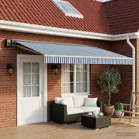 Prolenta Tissu de remplacement pour stores d'extérieur, bleu et blanc, dimensions 500 x 300 cm, en polyester