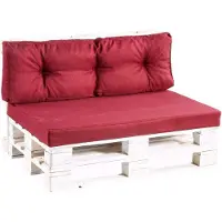 POOM Coussins pour palettes PPF (set 120x80+120x40, rouge bordeaux)