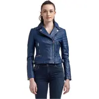 Le Temps des Cerises Veste en cuir pour femme Leonor ramones bleu L