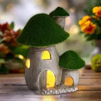 Spetebo 2.06 LED Maison champignon Batterie - ca. 15,5 x 10,5 x 19,5 cm - Deko Maison champignons
