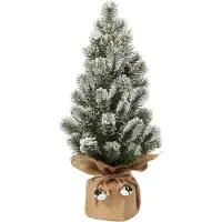 Sonstiges Oairse Mini Tabletop Sapin de Noël en toile de jute base 40,6 cm branches de pin avec neige