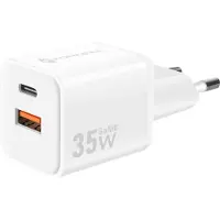 Forcell F-ENERGY Mini GaN III VT-35C chargeur de voyage avec 1 x Type C + 1x USB A, PD QC4.0 35W blanc