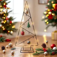 Spetebo Sapin LED en noir avec 9 crochets - env. 77 x 36 cm - Deko Aufsteller illuminé (9 crochets)