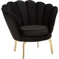 Mauro Ferretti Fauteuil en tissu noir avec pieds dorés 83x76x78 cm