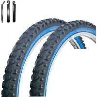 Bike-parts 2 pneus de vélo maxxi4you HY-A109 noir/bleu 54-507 (24 x 1,95) avec démonte-pneu maxxi4you