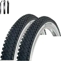 Bike-parts 2 pneus de vélo maxxi4you HY-8008 noir/blanc 54-507 (24 x 1,95) avec démonte-pneu maxxi4you