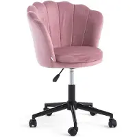 Idea New Garden Srl Fauteuil pivotant à 360° en velours avec dossier en forme de coquillage, réglable en hauteur, structure métallique et roulettes, pour bureau, bureau à domicile ou chambre à coucher – Polly/Rose