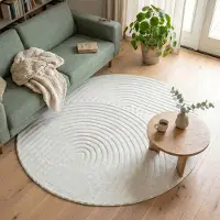 FRAAI Tapis scandinave rond - Charm Curves Blanc | Ø 160 cm | Rond | Pile courte