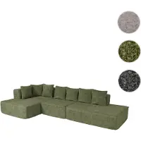 Mendler Ensemble de canapés HWC-Q28, canapé en L, canapé de salon, tissu chenille (270 g/m²), partie couchage à gauche 60 x 310 x 150 cm vert