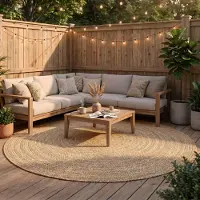 Studio Clarice Tapis d'intérieur et d'extérieur rond - Bali Marron | Ø 100 cm | Rond | Tissage plat