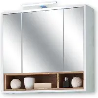 OEM Armoire de toilette Wildeglast avec éclairage LED, blanche, finition brillante, 80 x 72 x 20 cm