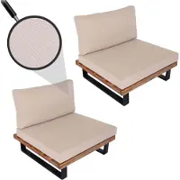 Mendler Lot De 2 Fauteuils Lounge Hwc-H54, Fauteuils De Jardin, Bois D'acacia Certifié Fsc, Aluminium Brun Clair, Rembourrage Beige