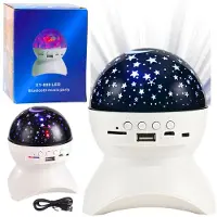 Lean Veilleuse projecteur d'étoiles 3 en 1 haut-parleur LED Bluetooth blanc