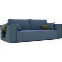Idohome Canapé rembourré indépendant BALI Canapé avec fonction couchage et espace de rangement – Canapé-lit moderne, tissu velours côtelé bleu foncé, Poso 05 – peu encombrant et durable