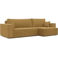Idohome Canapé d'angle avec fonction couchage et coffre de rangement – Canapé d'angle rembourré, canapé de salon, grand ensemble de canapés en forme de L, jaune moutarde Poso 01 PARIS XL