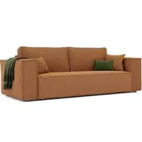 Idohome Canapé rembourré indépendant BALI Canapé avec fonction couchage et espace de rangement – Canapé-lit moderne, tissu velours côtelé jaune moutarde, Poso 01 – peu encombrant et durable