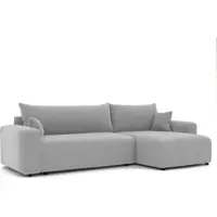 Idohome Canapé d'angle rembourré PIANO XL avec fonction sommeil et coffre de lit Canapé velours côtelé Ottomane universelle Canapé-lit gris Poso 110