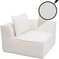 Mendler Elément d'angle/accessoires pour canapé HWC-O54, fauteuil lounge fauteuil rembourré accoudoir, tissu/textile (300g/m²) 63x97x97cm ~ crème