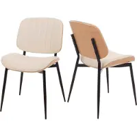 Mendler Ensemble de 2 chaises de salle à manger HWC-O44, chaise de cuisine, bois massif, similicuir, , couleur : naturel, blanc