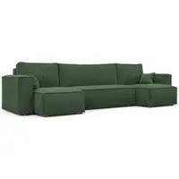 Idohome Canapé d'angle , canapé d'angle avec fonction couchage - montage universel à droite/à gauche - Canapé-lit moderne et ensemble de canapés Couleur : vert bouteille Paris Poso 14