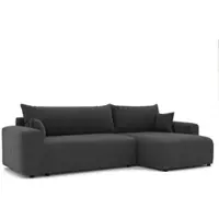 Idohome Canapé d'angle rembourré PIANO XL avec fonction sommeil et coffre de lit Ottomane universelle en L Canapé-lit noir Poso 135