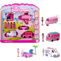 Mattel Set de jeu Mini BarbieLand - 4 poupées et 4 véhicules