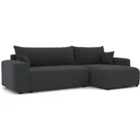 Idohome Canapé d'angle rembourré PIANO XL avec fonction sommeil et coffre de lit Forme L Ottomane universelle Canapé-lit gris foncé Poso 34