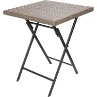 OEM Table pliante 58 x 58 cm - Table de balcon et de terrasse résistante aux intempéries en polyrotan et métal