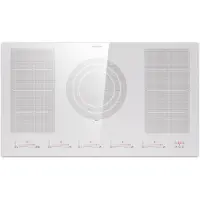 Klarstein Plaque Induction en Céramique de 9600W, Plaque de Cuisson Electrique à Induction, Plaque Induction 5 Feux, Tables de Cuisson, Plaques chauffantes Flex Zone, Rechaud Electrique Cuisine