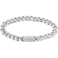 BOSS Bracelet à chaîne argentée avec fermoir logoté