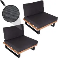 Mendler Lot De 2 Fauteuils Lounge Hwc-H54, Fauteuils De Jardin, Bois D'acacia Certifié Fsc, Aluminium Brun Clair, Rembourrage Gris Foncé