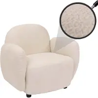 Mendler Fauteuil HWC-P33, fauteuil lounge/relax/cocktail Fauteuil rembourré, tissu/textile chenille (330 g/m²) Öko-Tex crème