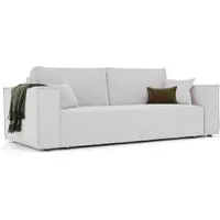 Idohome Canapé rembourré indépendant BALI Canapé avec fonction couchage et espace de rangement – Canapé-lit moderne, tissu velours côtelé crème, bouclé C1 – peu encombrant et durable