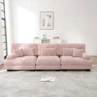Sweiko Canapé d'angle modulaire 3 places avec assise profonde, Chenille Canapé-lit Confortablement rembourré pour salon, appartement, studio, bureau, Chenille Rose