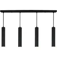 Alpinaluz Suspension linéaire quadruple - Design minimaliste avec tubes de 30cm - Douille GU10 - Noir mat