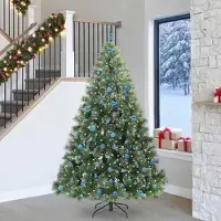 vidaXL Meubles Arbre de Noël artificiel avec 300 LEDs Vert 240 cm PE et PVC - Guirlandes de Noël 3397881