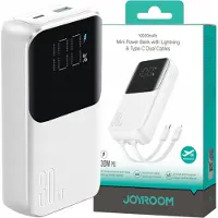 JOYROOM Mini Powerbank Jr-Pbc06 avec câbles Usb-C / Lightning intégrés 30W 10000Mah - Blanc
