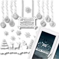 Edibazzar autocollant de fenêtre Noël bonhomme de neige blanc flocons de neige