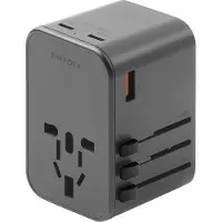 EnerGea Ład. Siec. 1Xusb+2Xusb-Cpd-Pps-Qc 3.0 65W 1A2C Adapter 4W1 Us/Ua/Eu/Uk Szary/Gunmetal Travelworld Adapter Gan65W