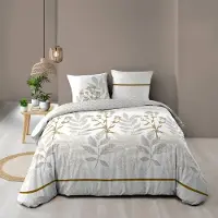 Douceur d'intérieur Parure De Couette 100% Coton 57 Fils Imprimée 240x220cm 2 Taies