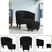 The Living Store Fauteuil club avec repose-pieds Noir velours