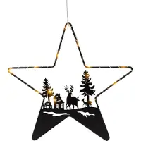 Spetebo Étoile illuminée avec paysage - env. 30 cm - Étoile décorative en métal à suspendre