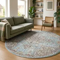 FRAAI Tapis oriental rond - Leyla Medallion Bleu clair | Ø 200cm | Rond | Tissage plat