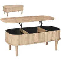 StarTech.com Table basse - Table de salon à plateau relevable - Réglable en hauteur - Avec espace de rangement - Extensible - MDF - Design Mid-Century - Dimensions : 100 x 48 x 40,5–54,5 cm - Aspect bois naturel